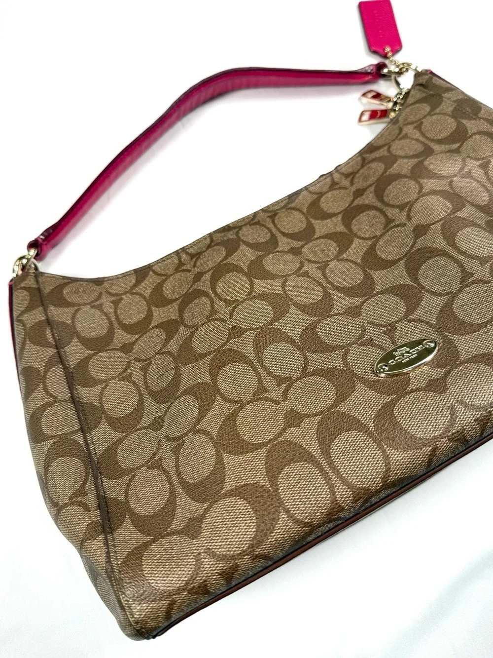 COACH Womens East West Celeste Hobo F34899 Signature Canvas Shoulder Bag Pink